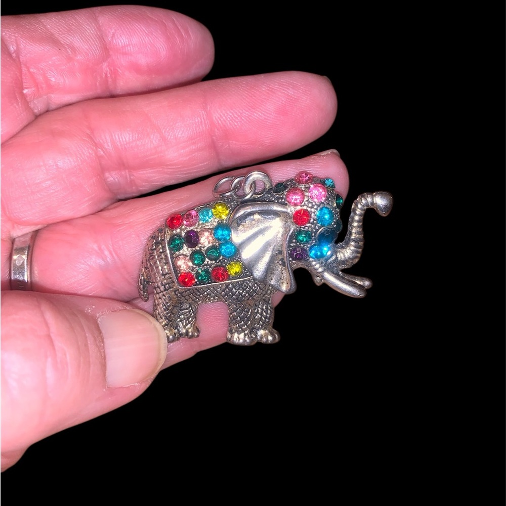 Source Unknown Multicolor Gem Elephant Charm - image 3